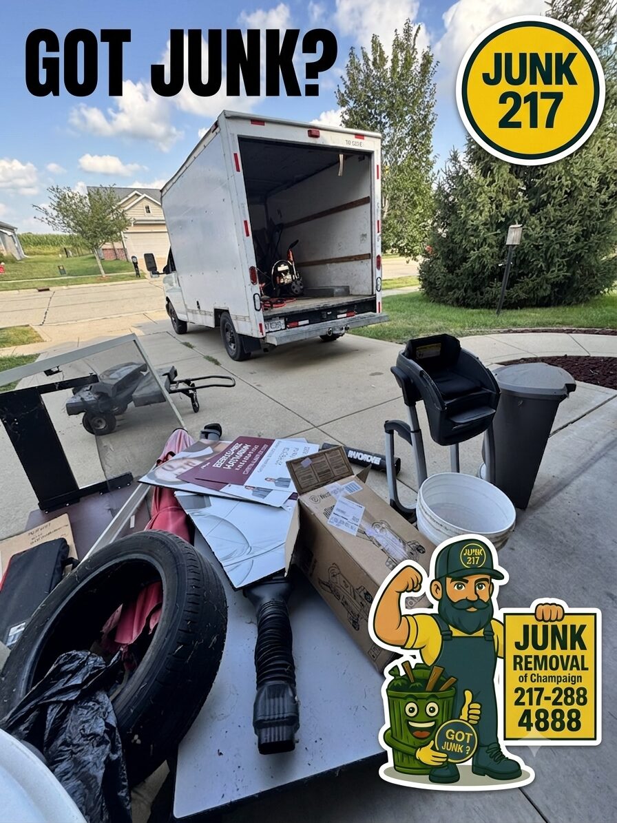 The JUNK 217 junk removal truck in Champaign, Illinois